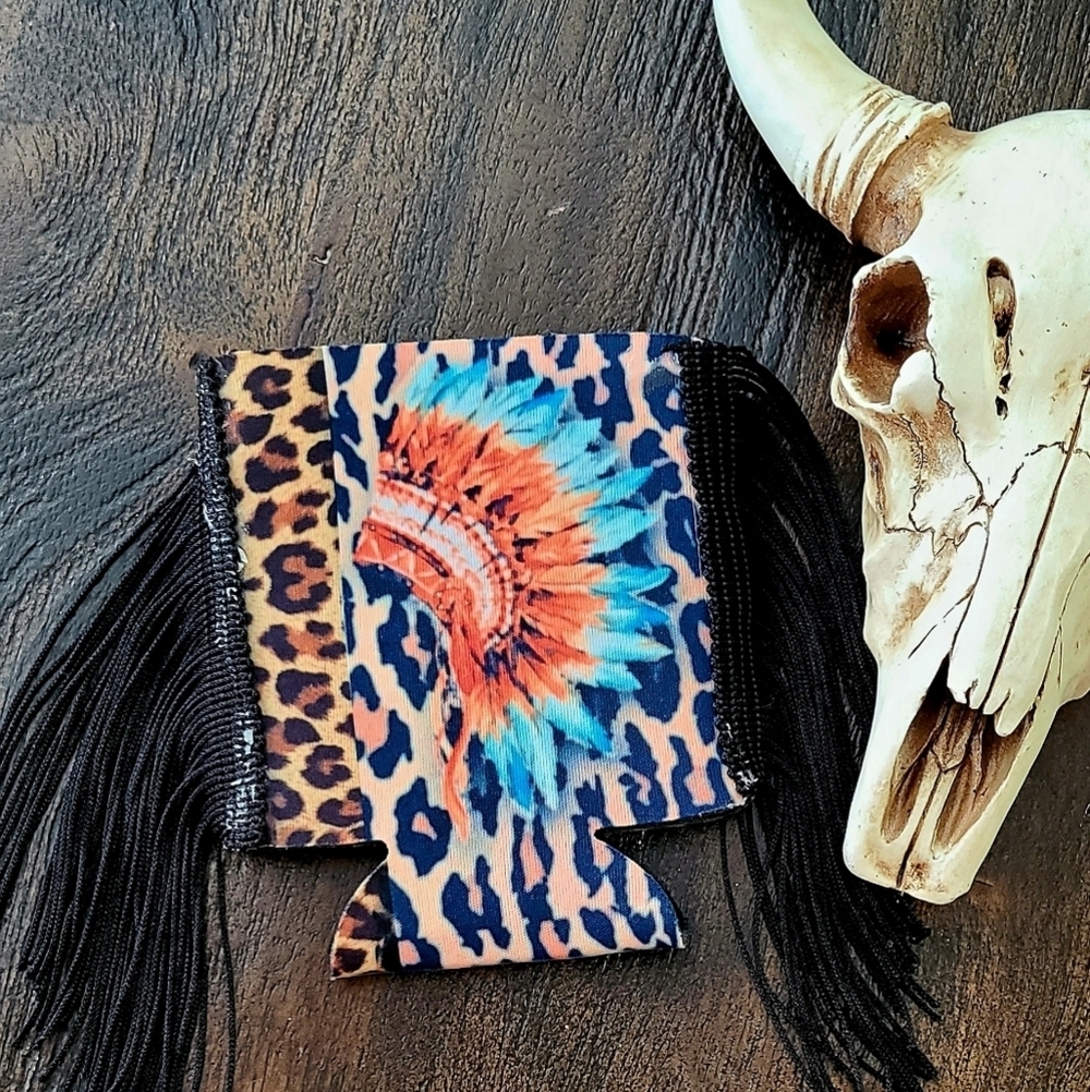 Leopard Headdress Fringe Koozie